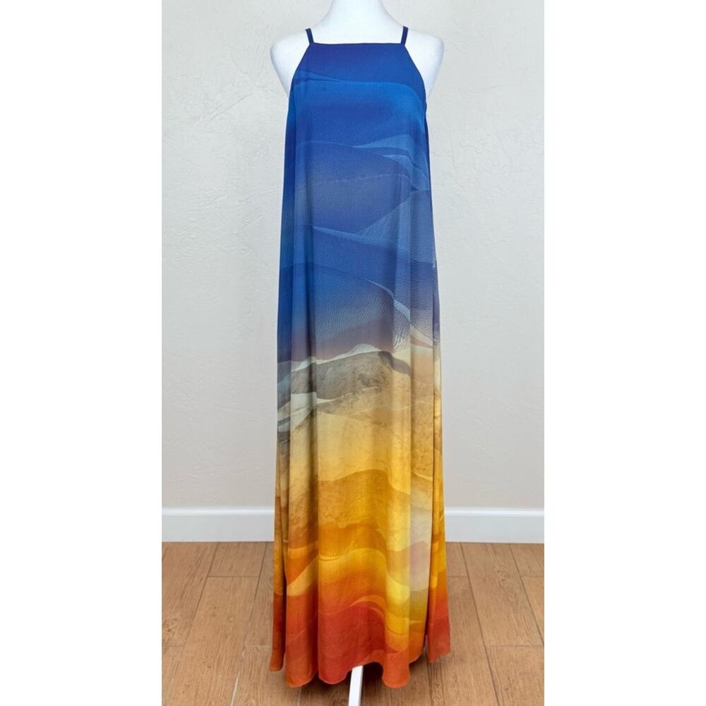 Lafayette 148 Leonissa Textured Desert Sunset Sleeveless SZ M Maxi Dress-SALE!
